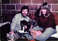 Richard and Alice with 4 cats in Bellingham, WA (1978)