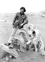 Oregon bound! Richie, my hippie hubbie, leaning on driftwood at Gold Beach, OR (1978)